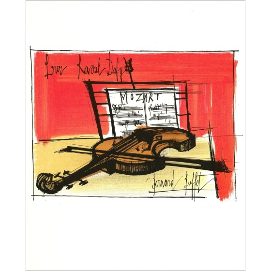 Bernard Buffet - Violino e Partitura Litografia 1965