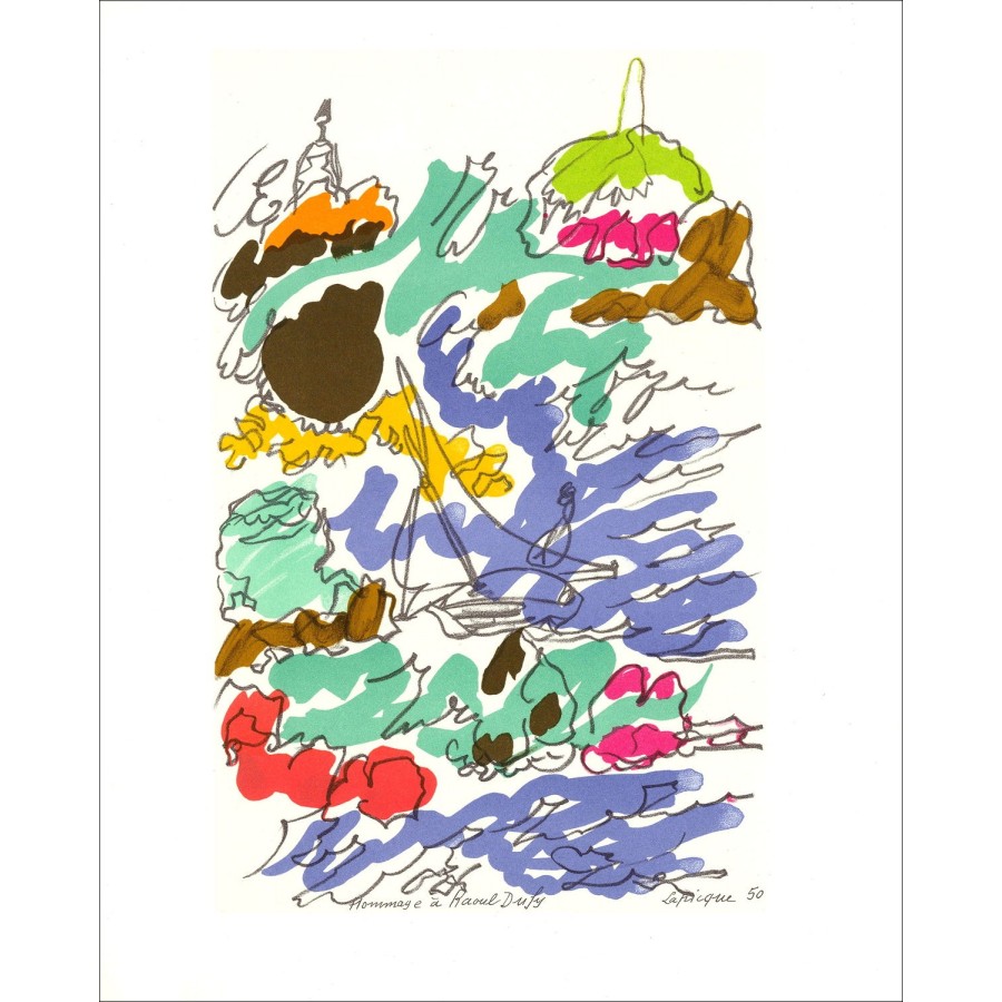 Charles Lapicque "Composition" Hommage à Raoul Dufy - Lithographie 1965