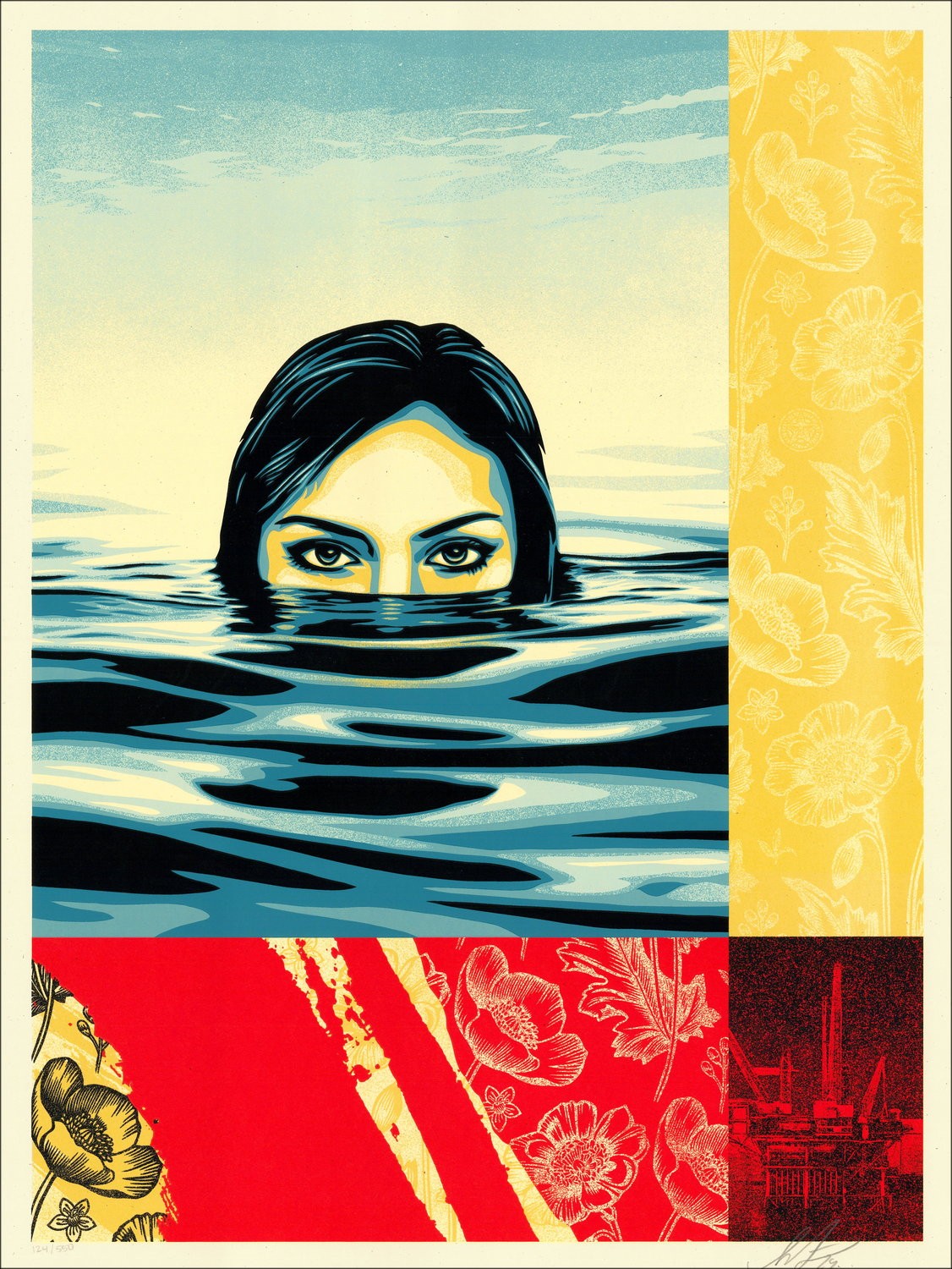 Shepard Fairey (obbedire) "BREADING WATER" - Stampa a schermo limitato 2024