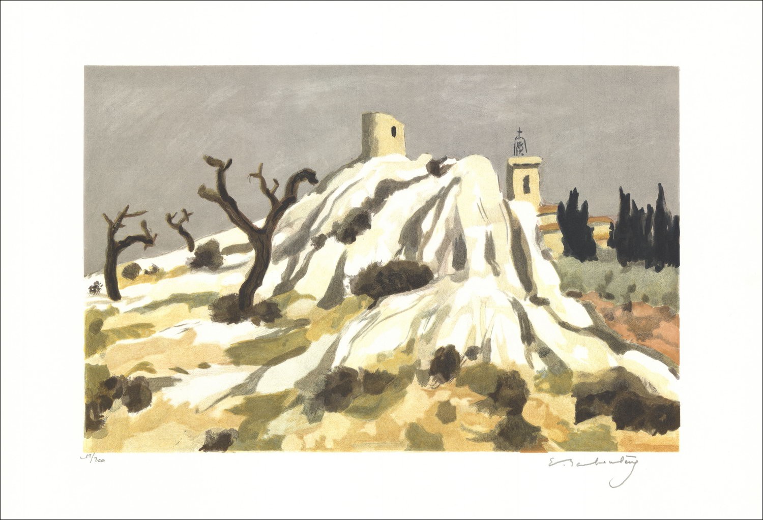 Eugène Baboulène - Litografía original "La Provence, Canjuers" 38x56cm - 1992
