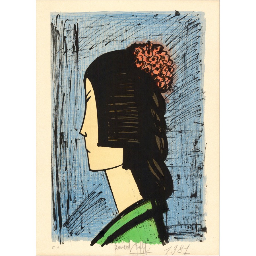 Bernard BUFFET – Japonaise à la coiffure fleurie 1981