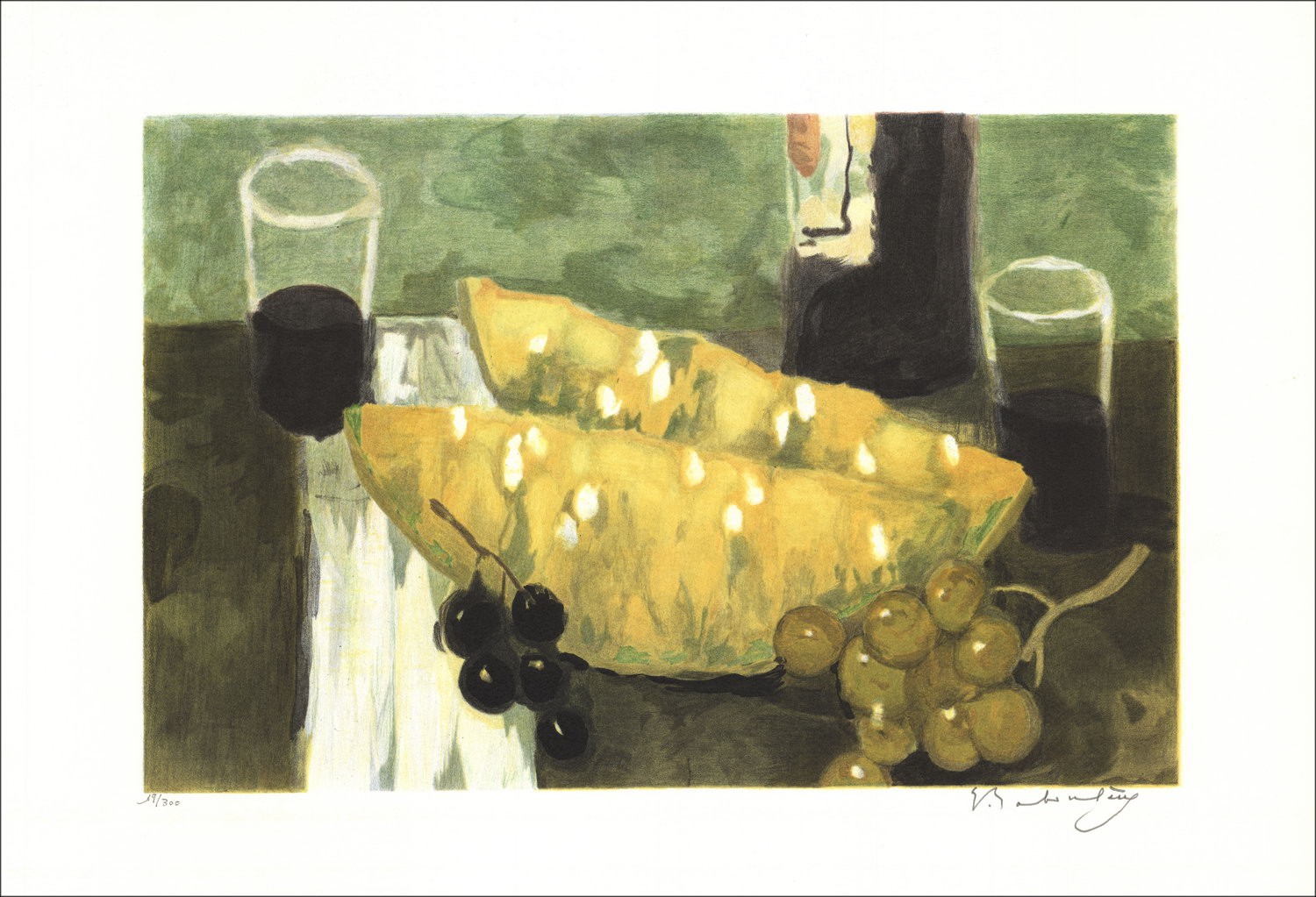 Eugène BABOULÈNE - Original Lithograph "Provence, The Melon" 38x56cm - 1992