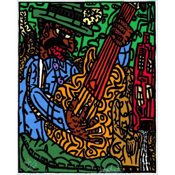 Robert Combas - Siebdruck "Le Gitarrist und Musiker" 86x69cm - 2008