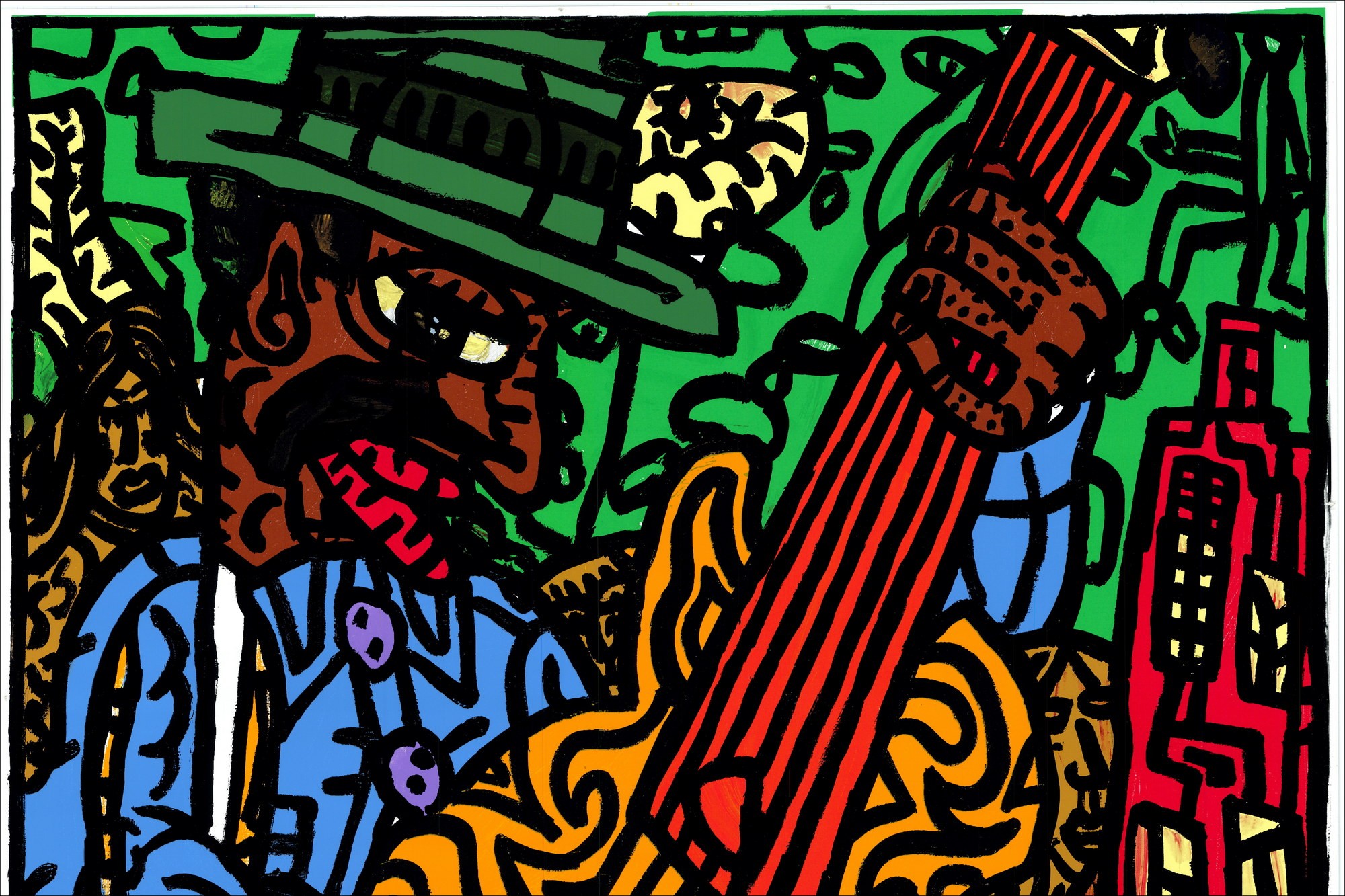 Robert COMBAS - Screenwriting "The Guitarist and the musicians" 86x69cm - 2008