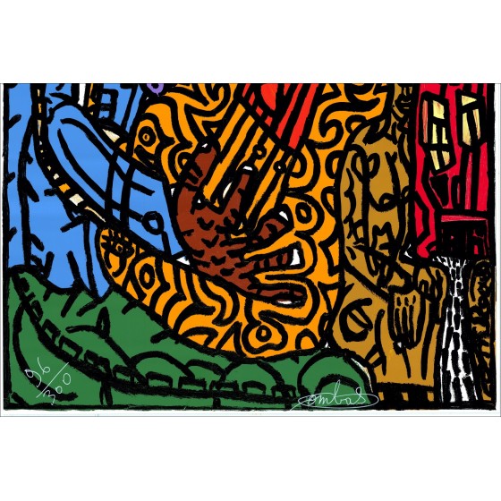 Robert Combas - Siebdruck "Le Gitarrist und Musiker" 86x69cm - 2008