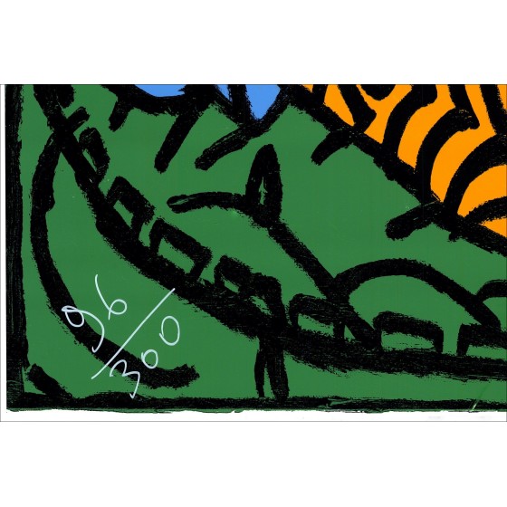 Robert COMBAS - Serigrafia "Il chitarrista e i musicisti" 86x69cm - 2008