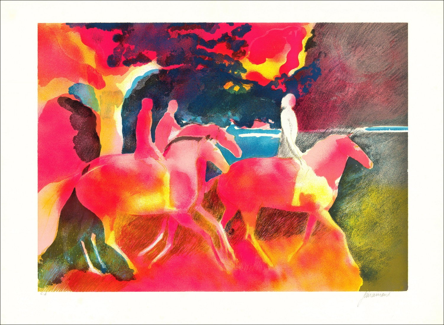 Paul Guiramand "The Riders" - Originalsignierte Lithographie E.A.