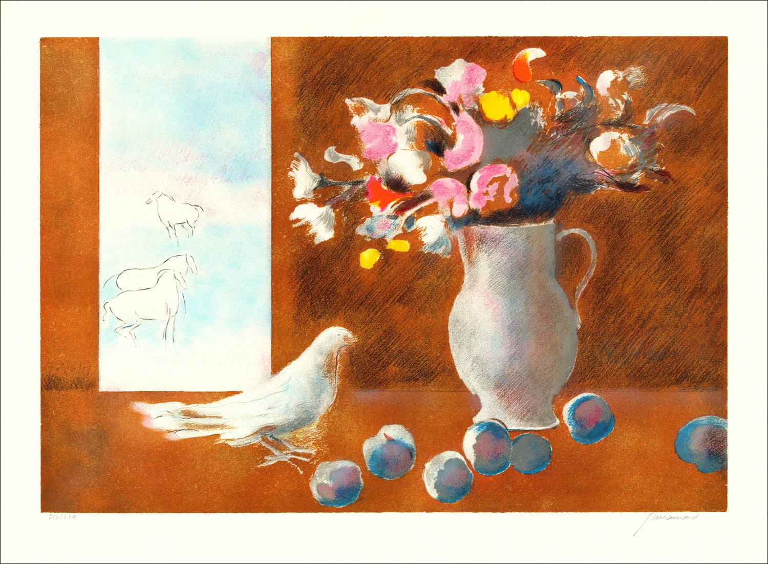 Paul Guiramand "Stillleben" - Original-Lithographie nummeriert und signiert