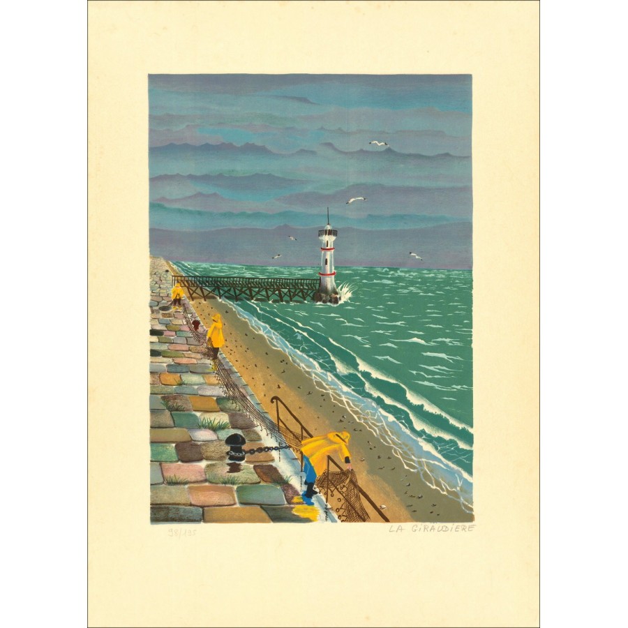 Mady de la Giraudière – Il faro bretone, litografia