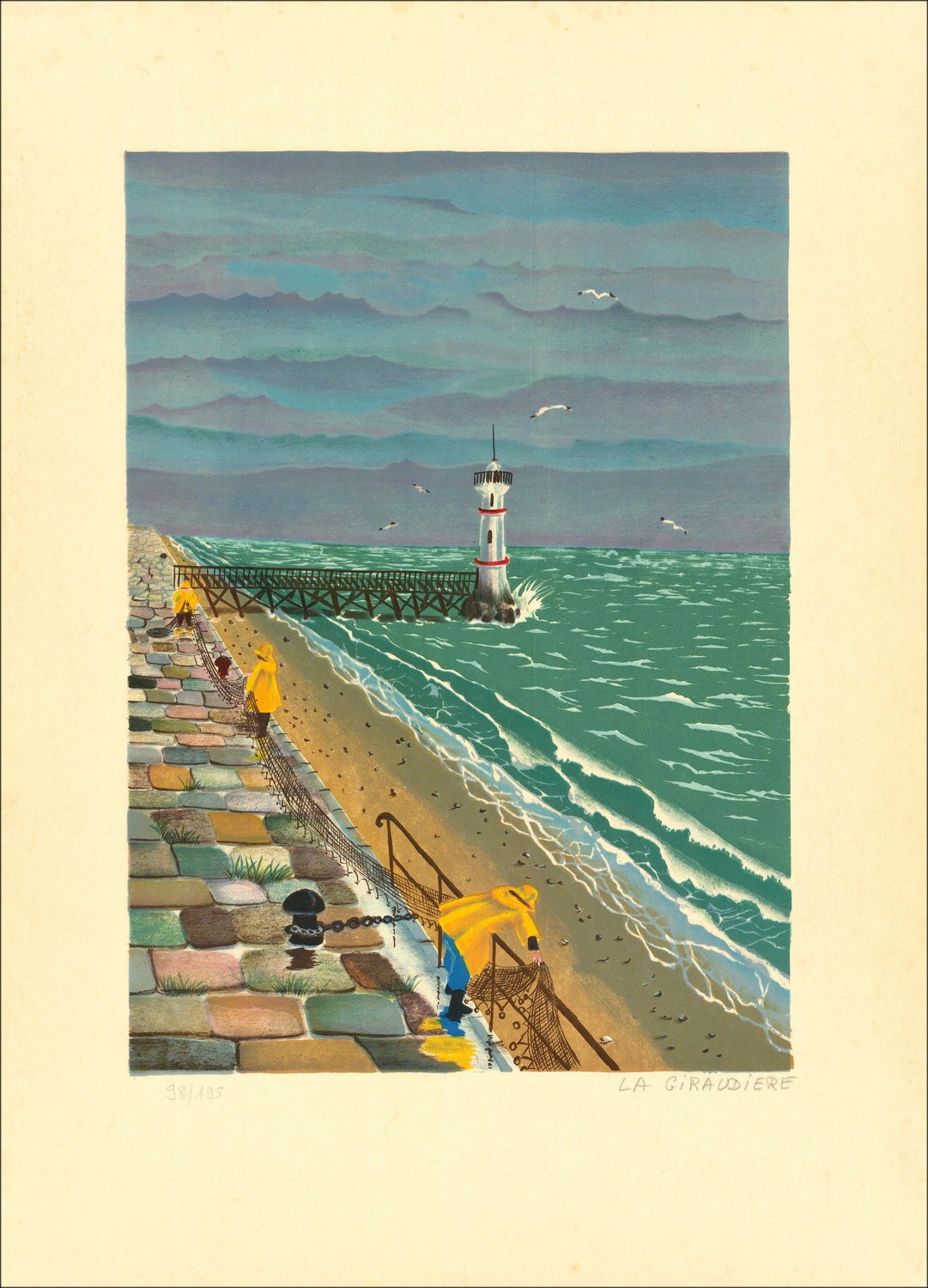 Mady de la Giraudière – Il faro bretone, litografia