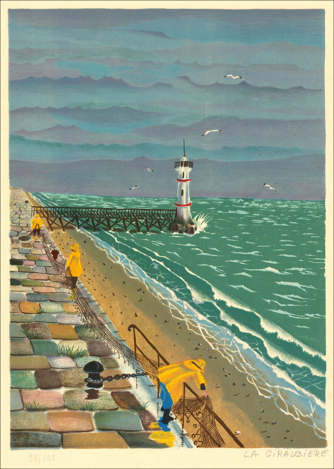 Mady de la Giraudière – Il faro bretone, litografia
