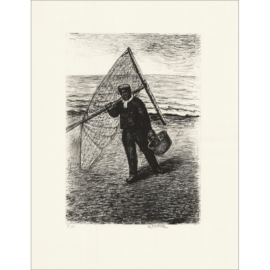 Abram Topor "Fisher" - Litografía original E.A firmada