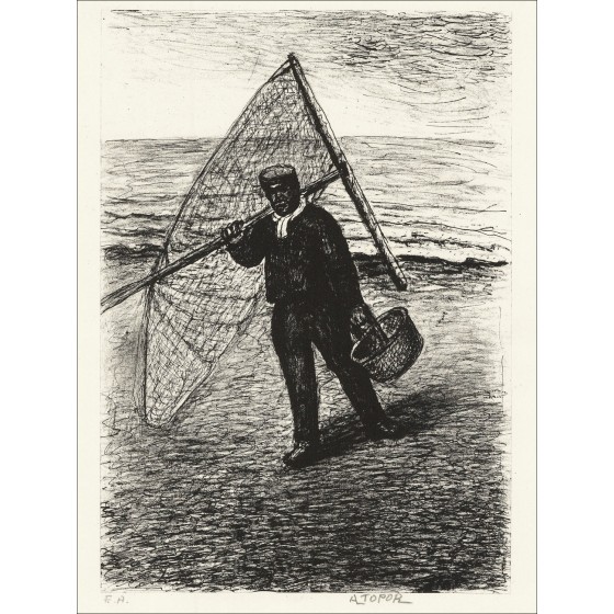 Abram Topor "Pêcheur" - Lithographie Originale E.A Signée