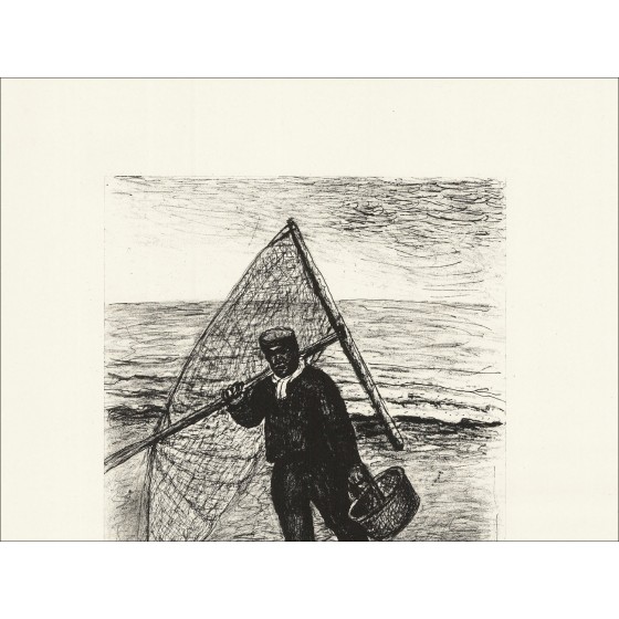 Abram Topor "Pescatore" - Litografia originale E.A firmata