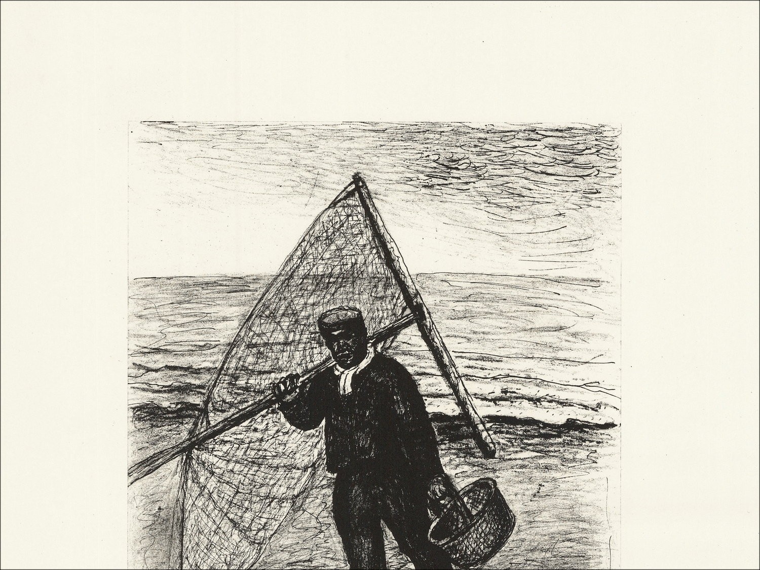 Abram Topor "Pêcheur" - Lithographie Originale E.A Signée