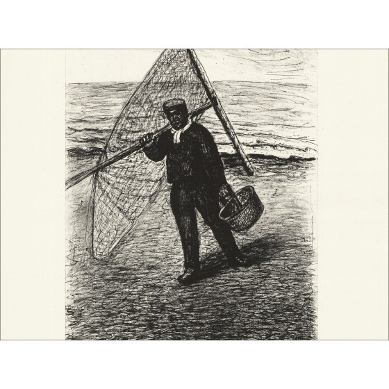 Abram TOPOR "FISHERMAN" - Originele lithografie E.A ondertekend