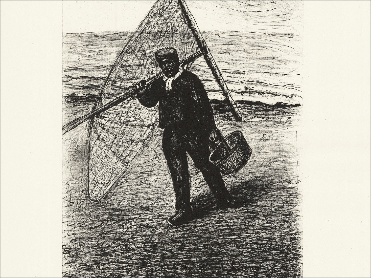 Abram Topor "Pêcheur" - Lithographie Originale E.A Signée