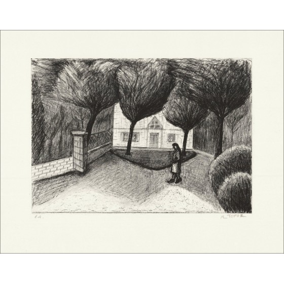 Abram Topor "The Promenade" - Litografia originale E.A firmata