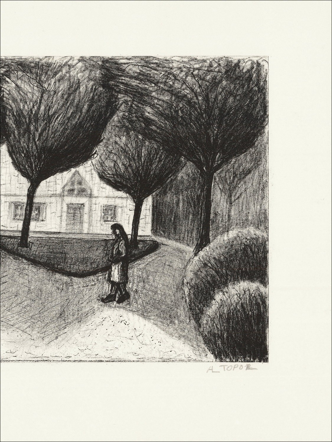 Abram TOPOR "De promenade" - Originele lithografie E.A ondertekend