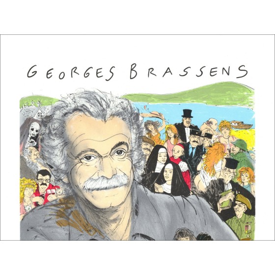 Roger Brunel "Georges Brassens" - Original-Lithographie auf Papier 