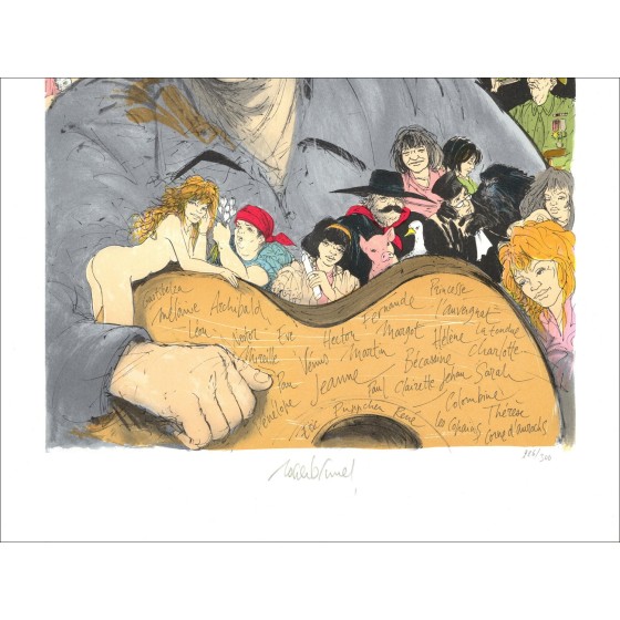 Roger Brunel "Georges Brassens" - Original-Lithographie auf Papier 
