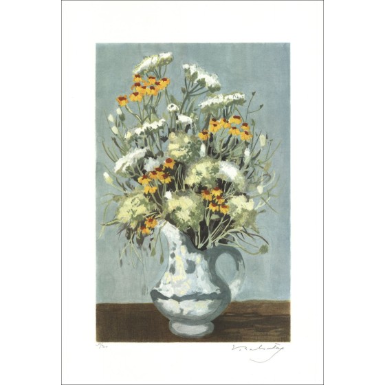 Eugène BABOULÈNE - Original Lithograph "Provence, Wildflowers" 56x38cm - 1992