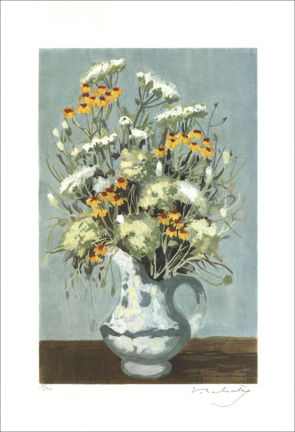 EugèneOOULÈNE - Lith Origin Originale "Lafra_Latnce, Fleurs Champêtres" 56x38cm - 1992