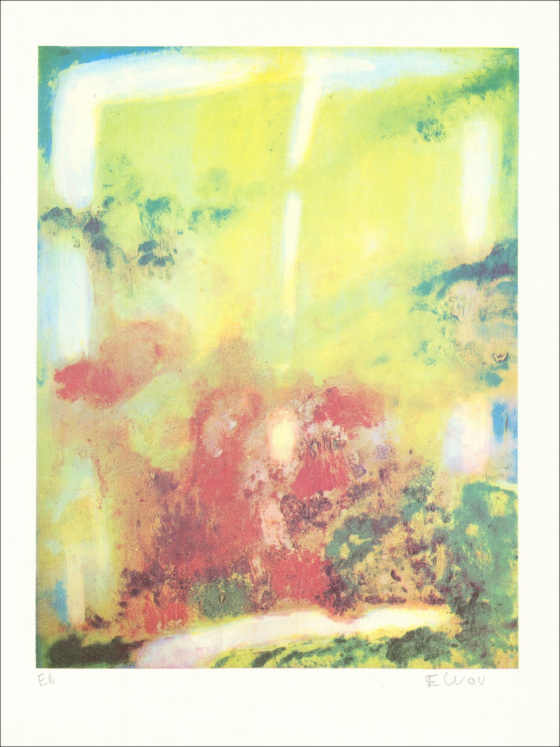 "Composition" - Original Lithograph with Gauffage on Arch Paper