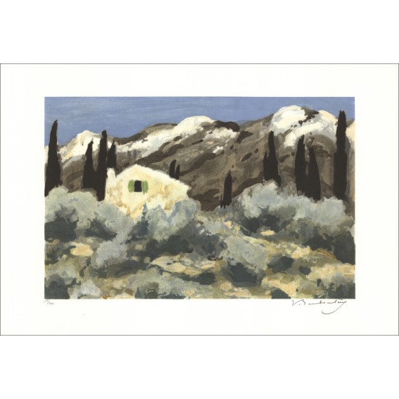 Eugène BABOULÈNE - Original Lithograph "Provence, The Grey Mountain" 38x56cm - 1992