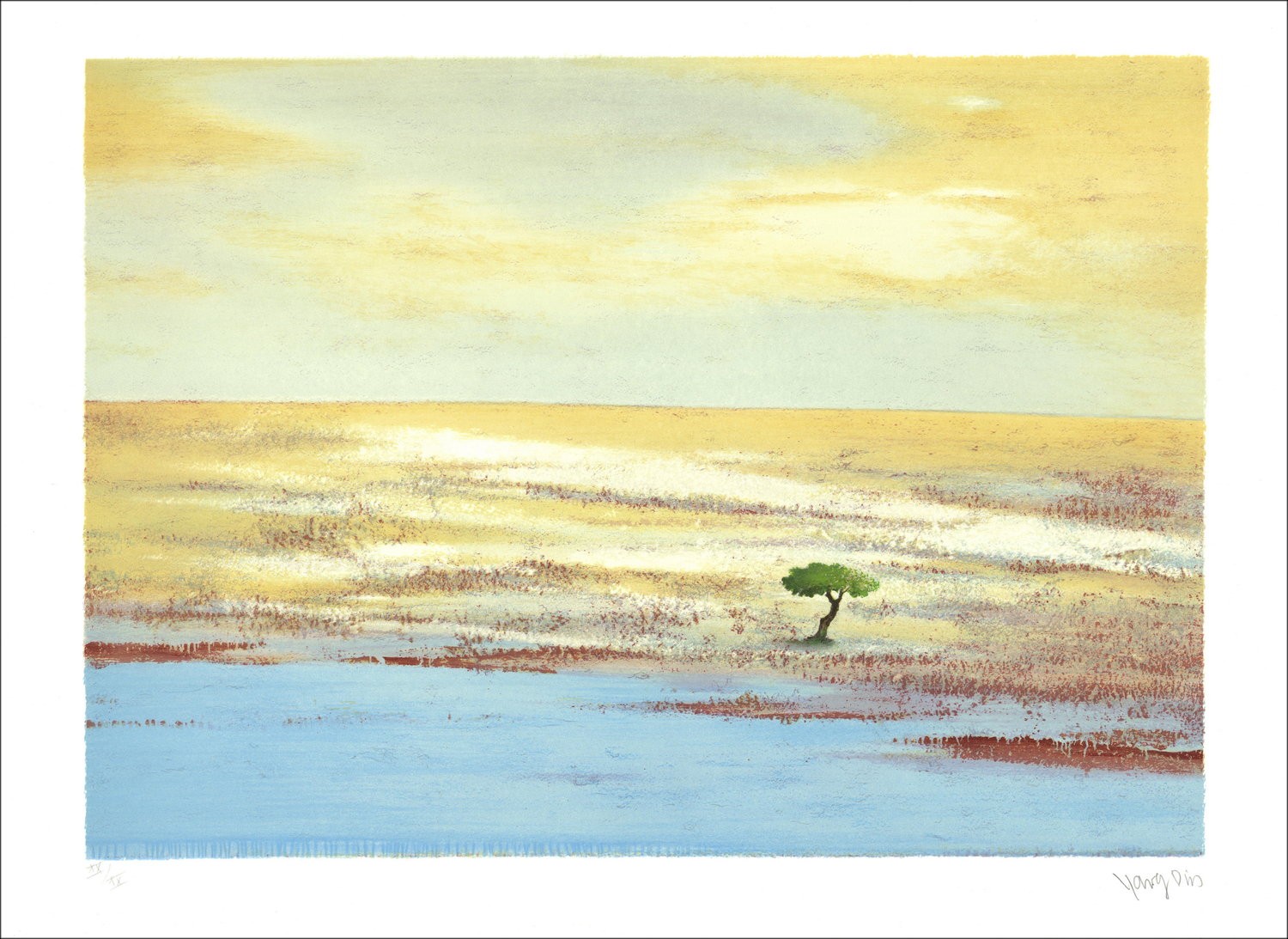 Din Yang "Landscape" - Original Lithography Signed and Numbered