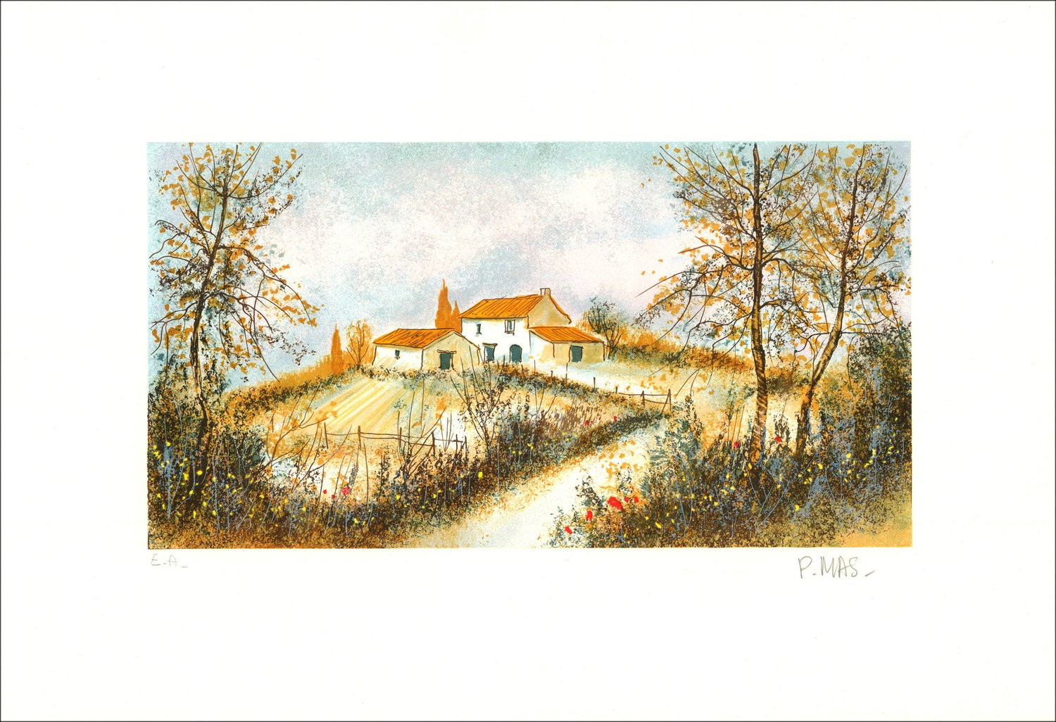Pierre Mas "Country House" - Originele ondertekende lithografie