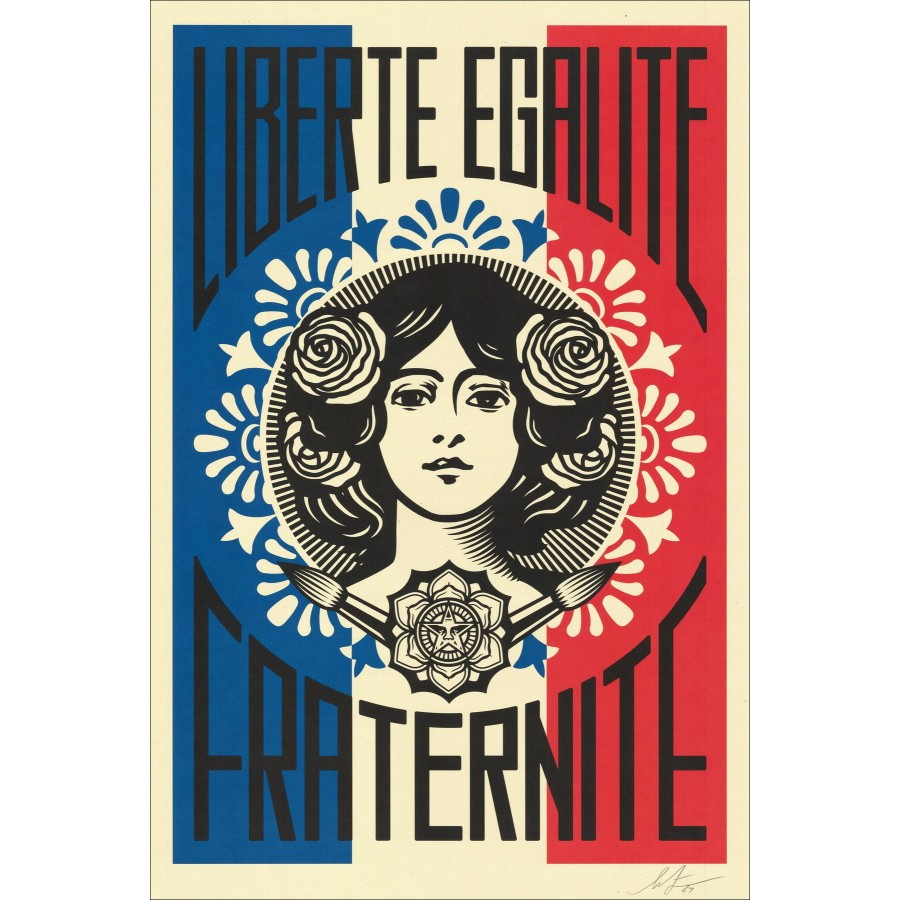 Shepard Fairey Obey silkscreen – Freedom Equality Fraternity poster