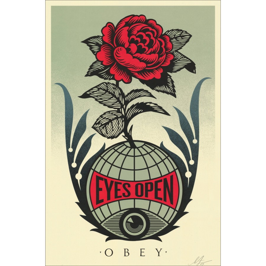 Shepard Fairey (Obey), Eyes Open, serigrafia firmata 91x61cm