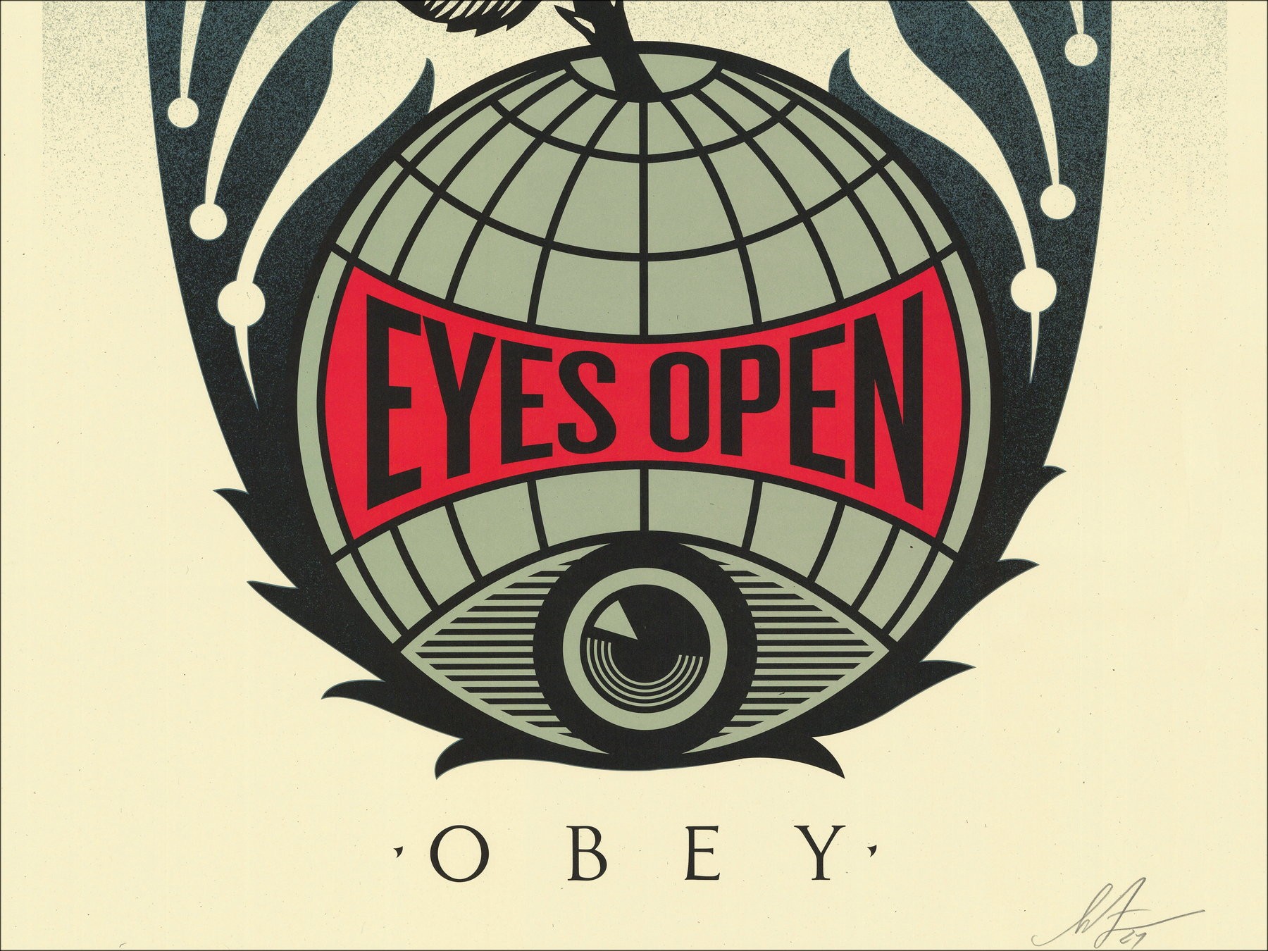 Shepard Fairey (Obey), Eyes Open, signed silkscreen print 91x61cm