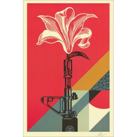 Shepart Faisy obbedisce a "AR-15 Lily" - Seta Silkscreen firmata 91x61 cm
