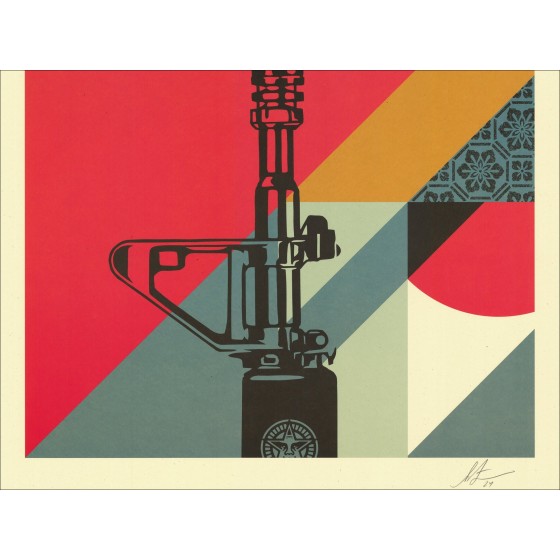 Shepart Faisy obbedisce a "AR-15 Lily" - Seta Silkscreen firmata 91x61 cm