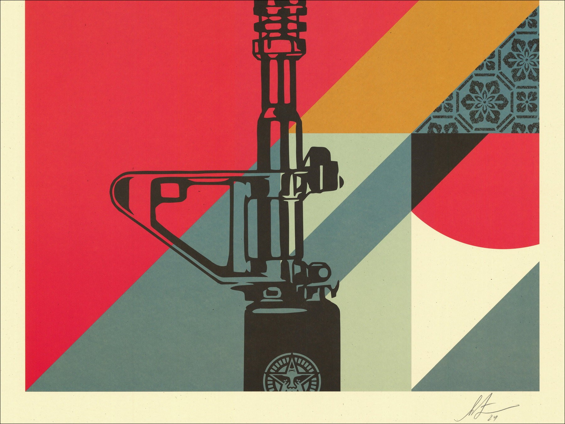 Shepart Faisy obbedisce a "AR-15 Lily" - Seta Silkscreen firmata 91x61 cm