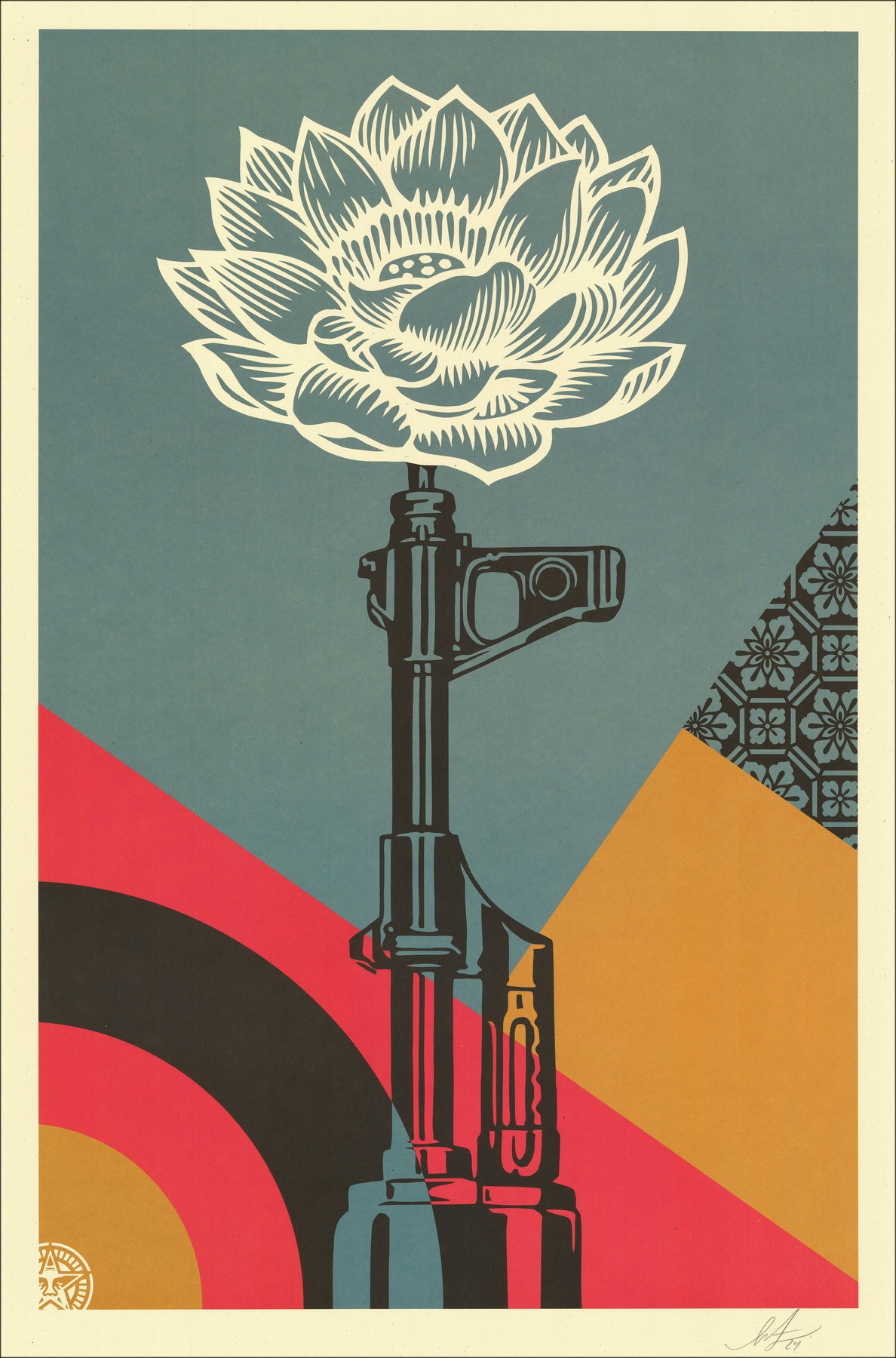 Shepart Faisy obbedisce a "AK47 Lotus" - Silkscreen esclusivo 91x61cm