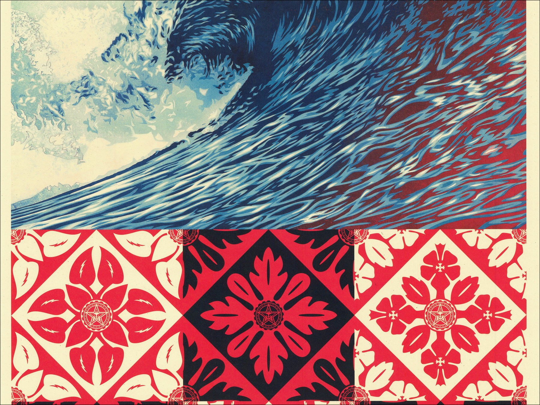 Shepard Fairy (obbedire) - 'onda di angoscia', firmata screenprint