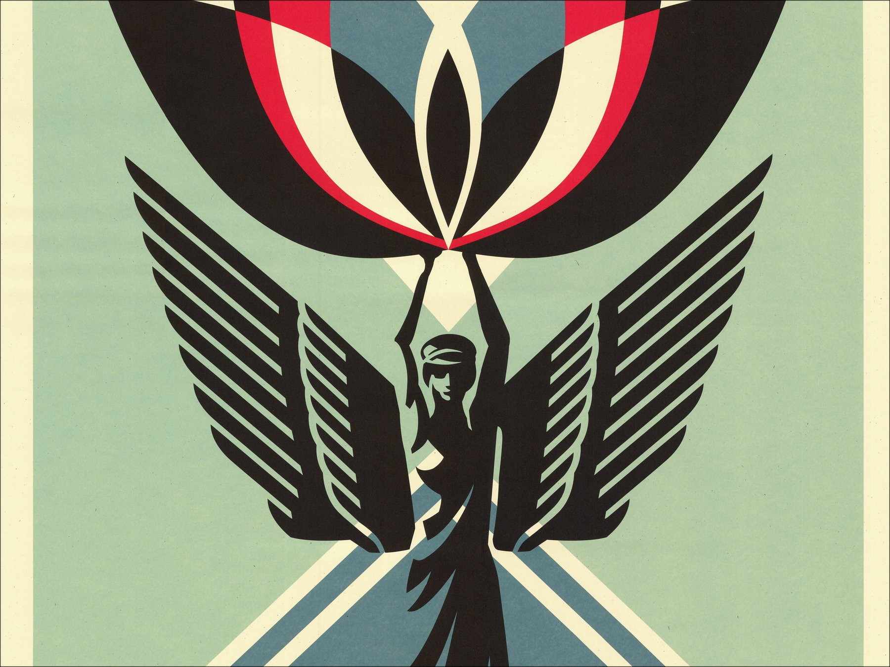 SHEENSCREEN Shepard Fairey 'Lotus Angel' 91x61cm signiert | Obey