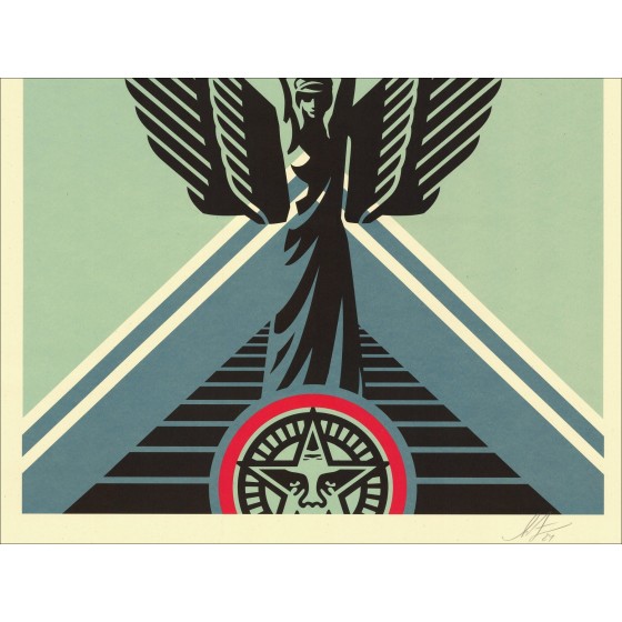 Silkscreen Shepard Fairey 'Lotus Angel' 91x61cm ondertekend | OBEY
