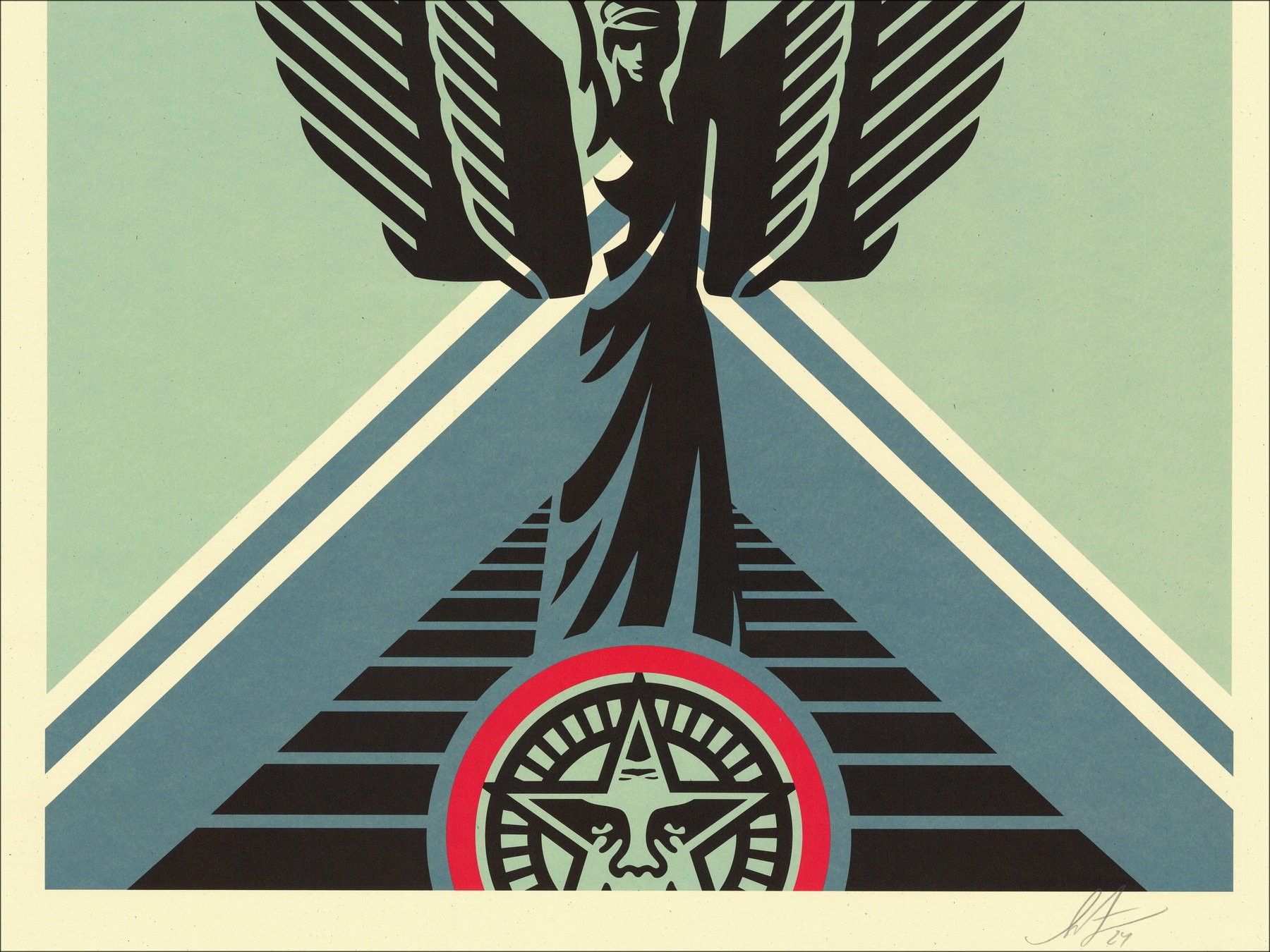 Silkscreen Shepard Fairey 'Lotus Angel' 91x61cm firmato | Obey