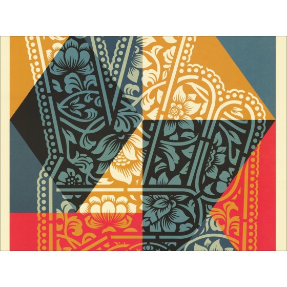 "Peace Fingers Geometric" by Shepard Fairey - Signed Screen Print