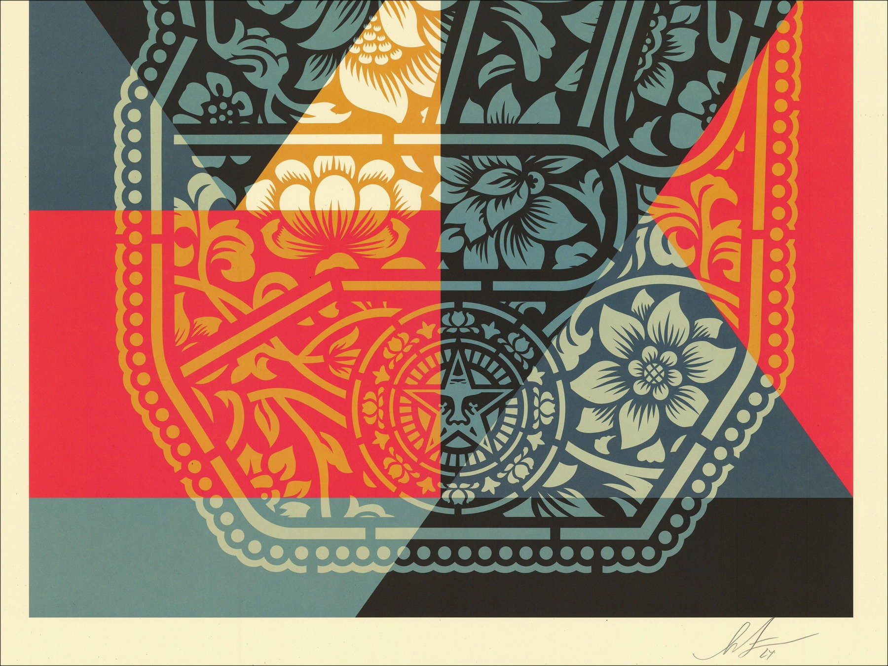 "Peace Fingers Geometric" by Shepard Fairey - Signed Screen Print