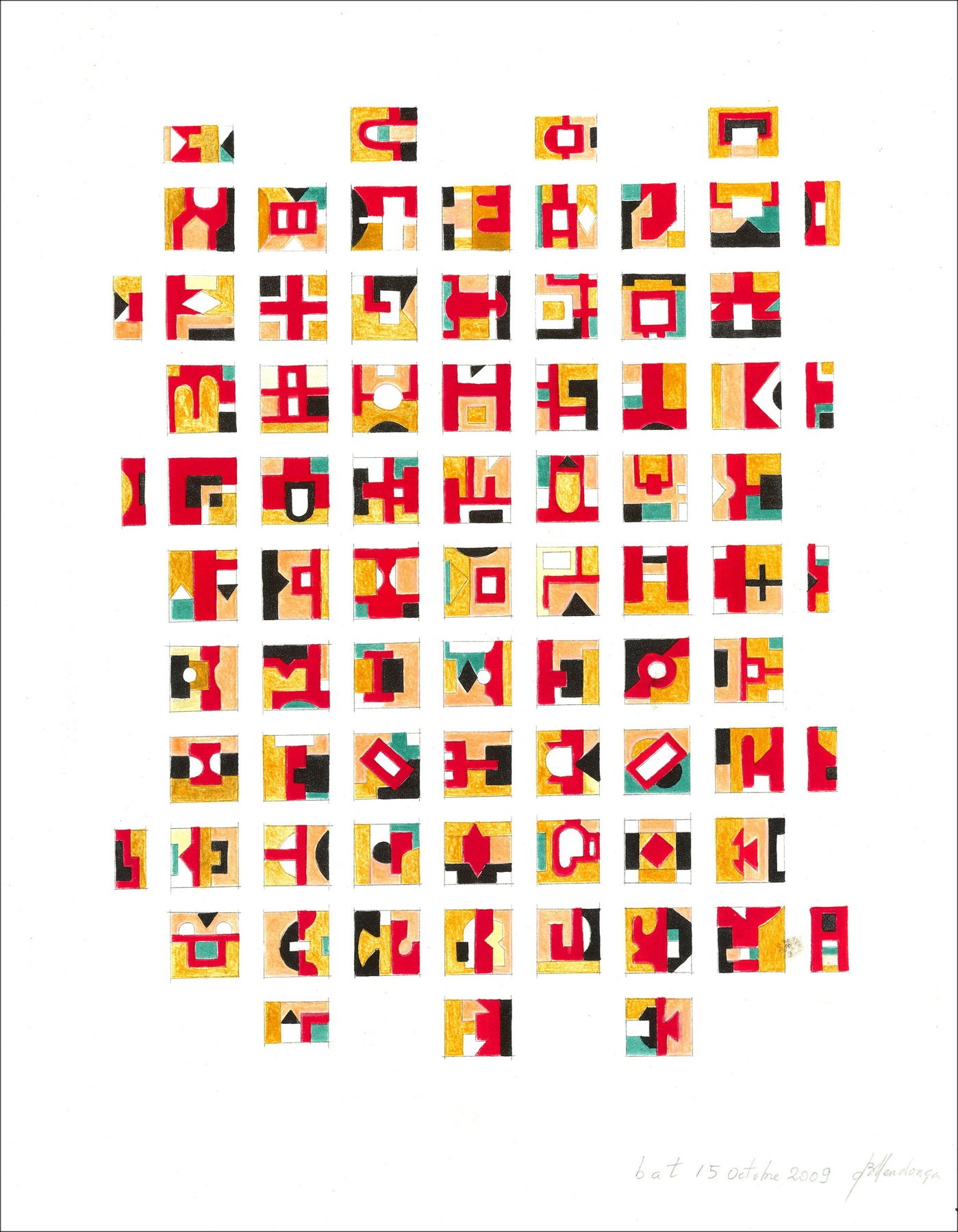 Bruno Mendonça "Composition" - Original Lithograph on Vellum Paper