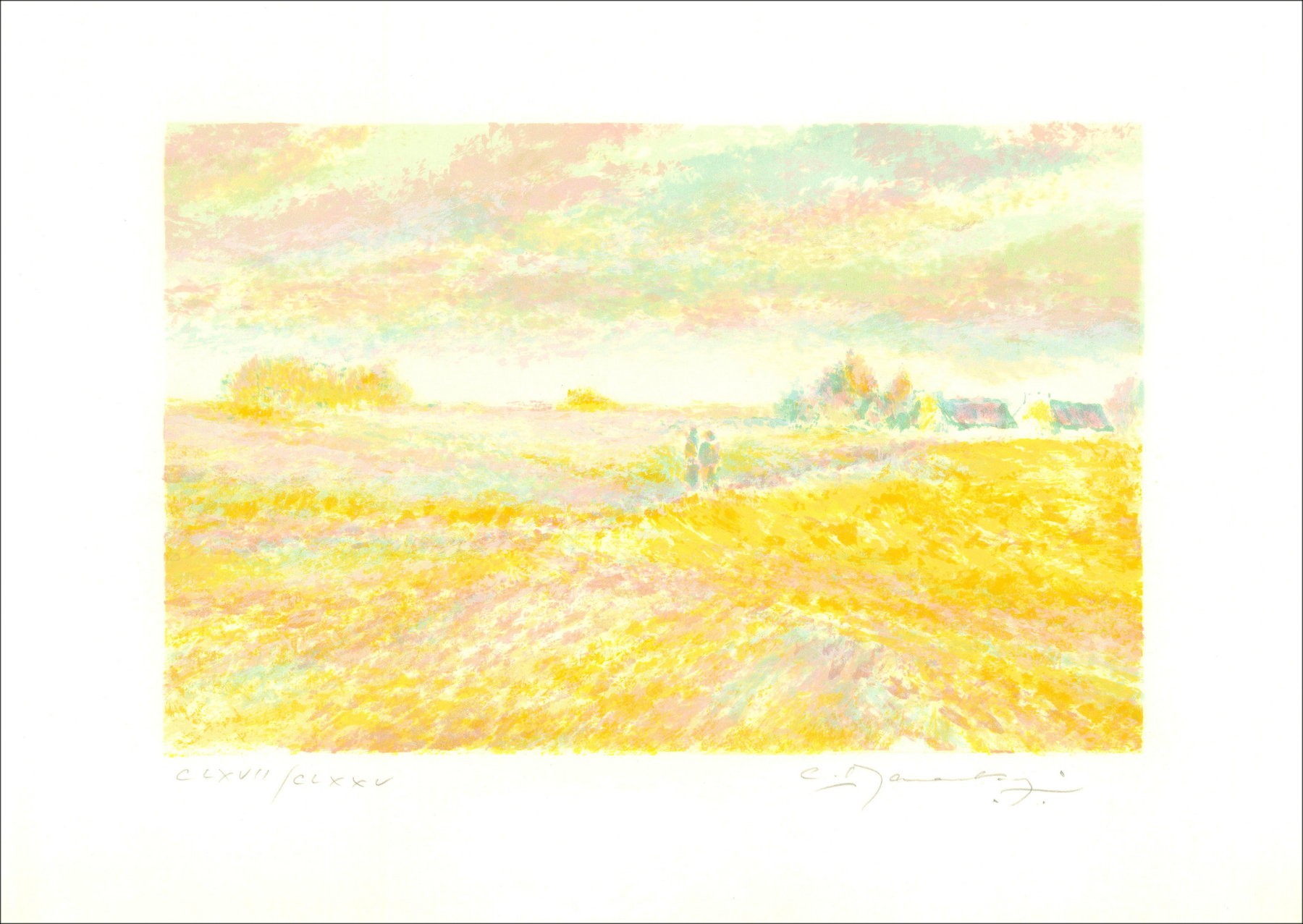 Claude MANOUKIAN - Litografia originale firmata a matita, In campagna