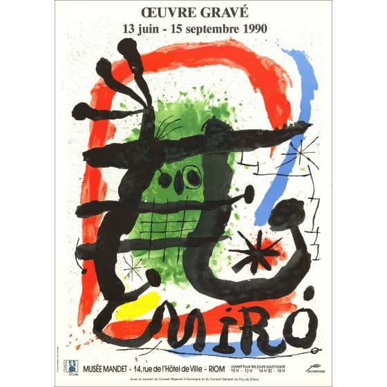 Joan Miró "Ausstellung gravierter Arbeit, Mandet Museum, Riom" - Lithographic Poster