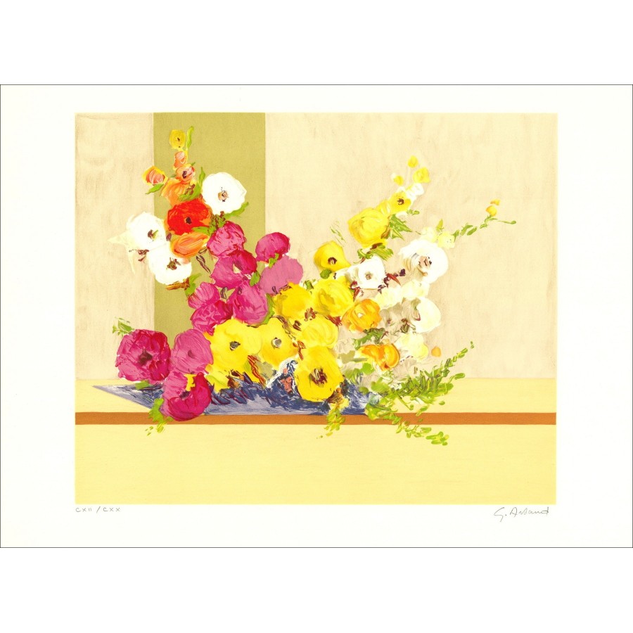 Gilbert Artaud "Bouquet de fleurs" - Lithographie Originale Signée