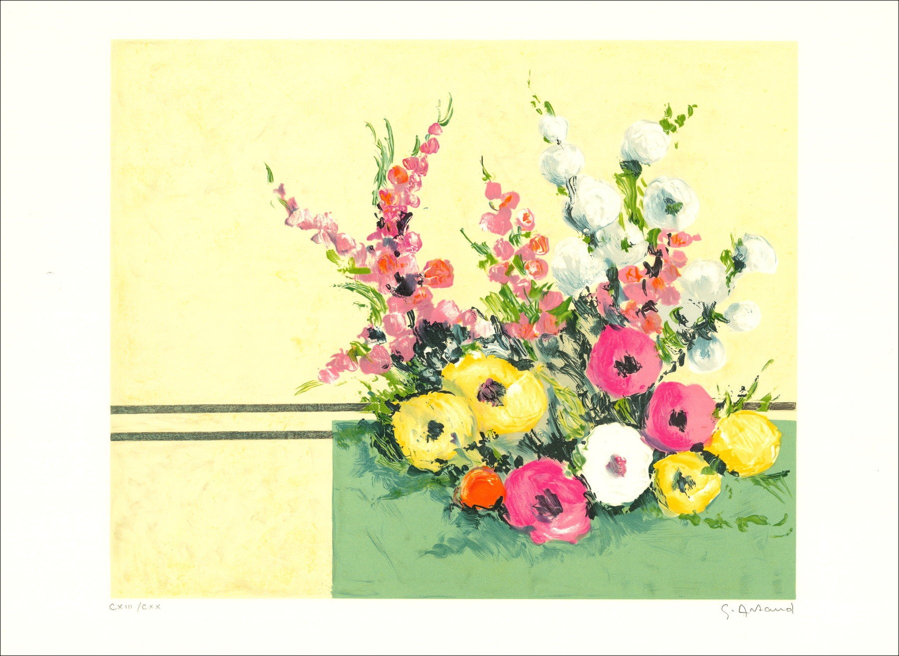 Gilbert Artaud "Bouquet of Flowers" - Litografia firmata originale