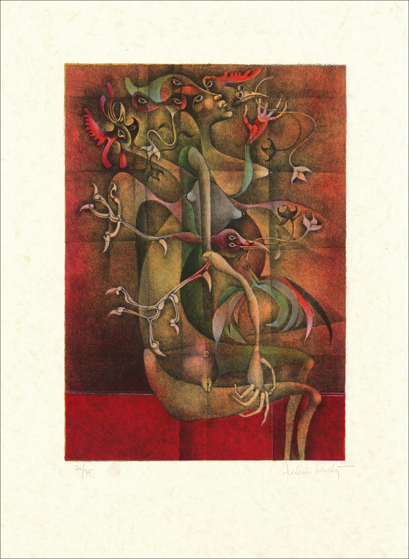 Frédéric Bouché "La mandragore" - Lithograph on Paper Japan Nacré